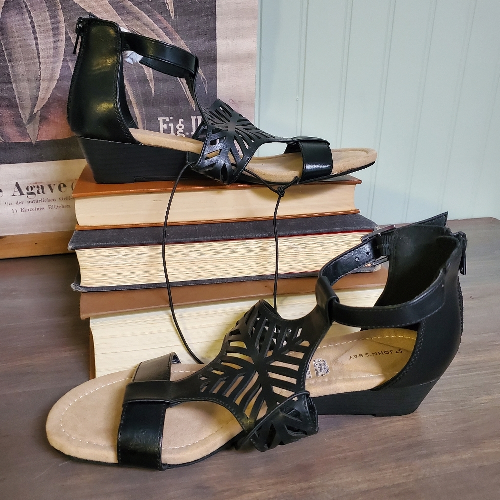 St. John's Bay Nikita Black Wedge Heeled Sandal